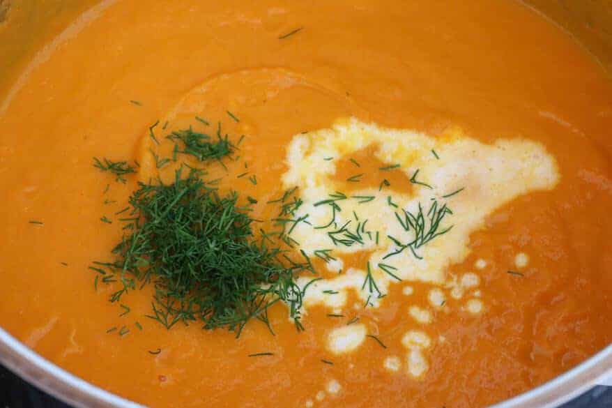 adding dill and cream