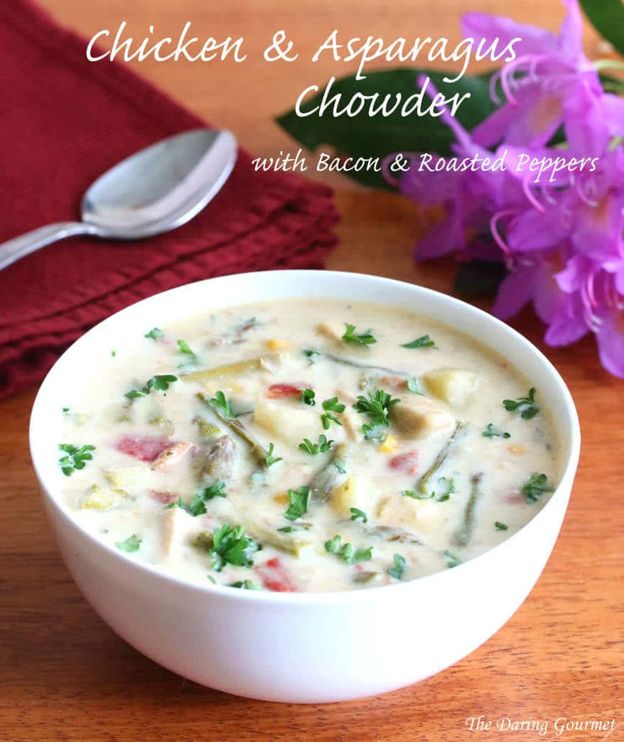 chicken asparagus chowder recipe bacon corn potatoes red peppers