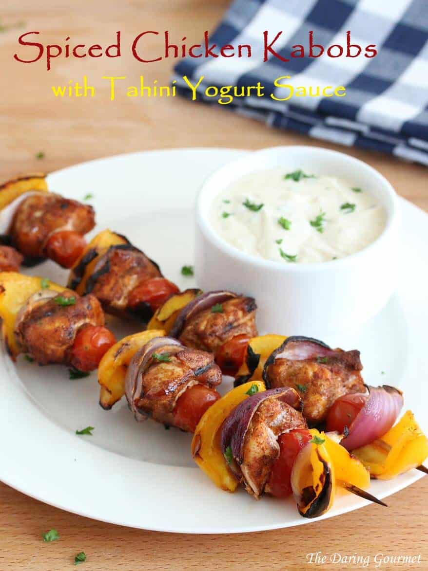 spicy chicken kabobs tahini yogurt sauce recipe middle eastern moroccan indian