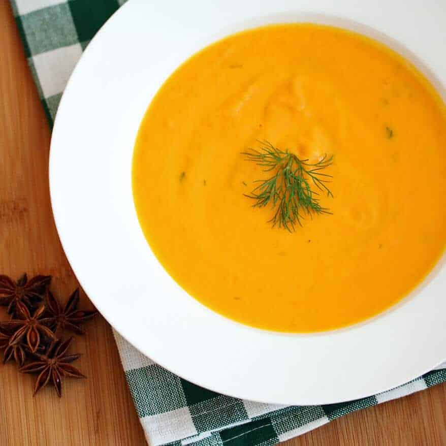 creamy cream carrot soup star anise dill recipe gourmet fancy French