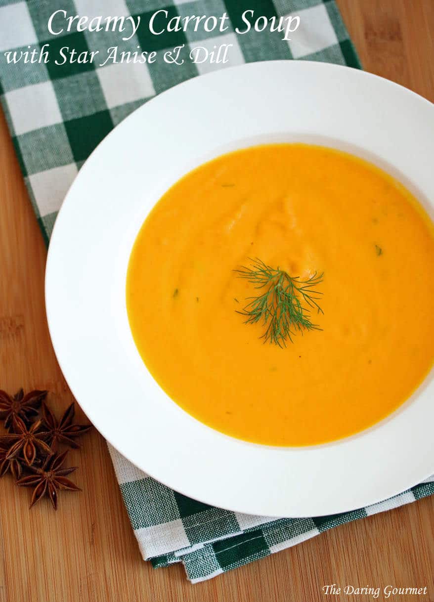 creamy cream carrot soup star anise dill recipe gourmet fancy French