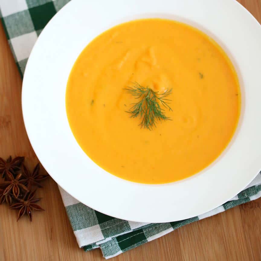 creamy cream carrot soup star anise dill recipe gourmet fancy French