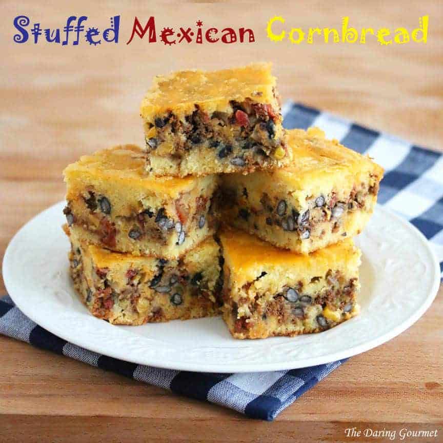 stuffed mexican cornbread recipe ground beef chipotles chorizo beans corn