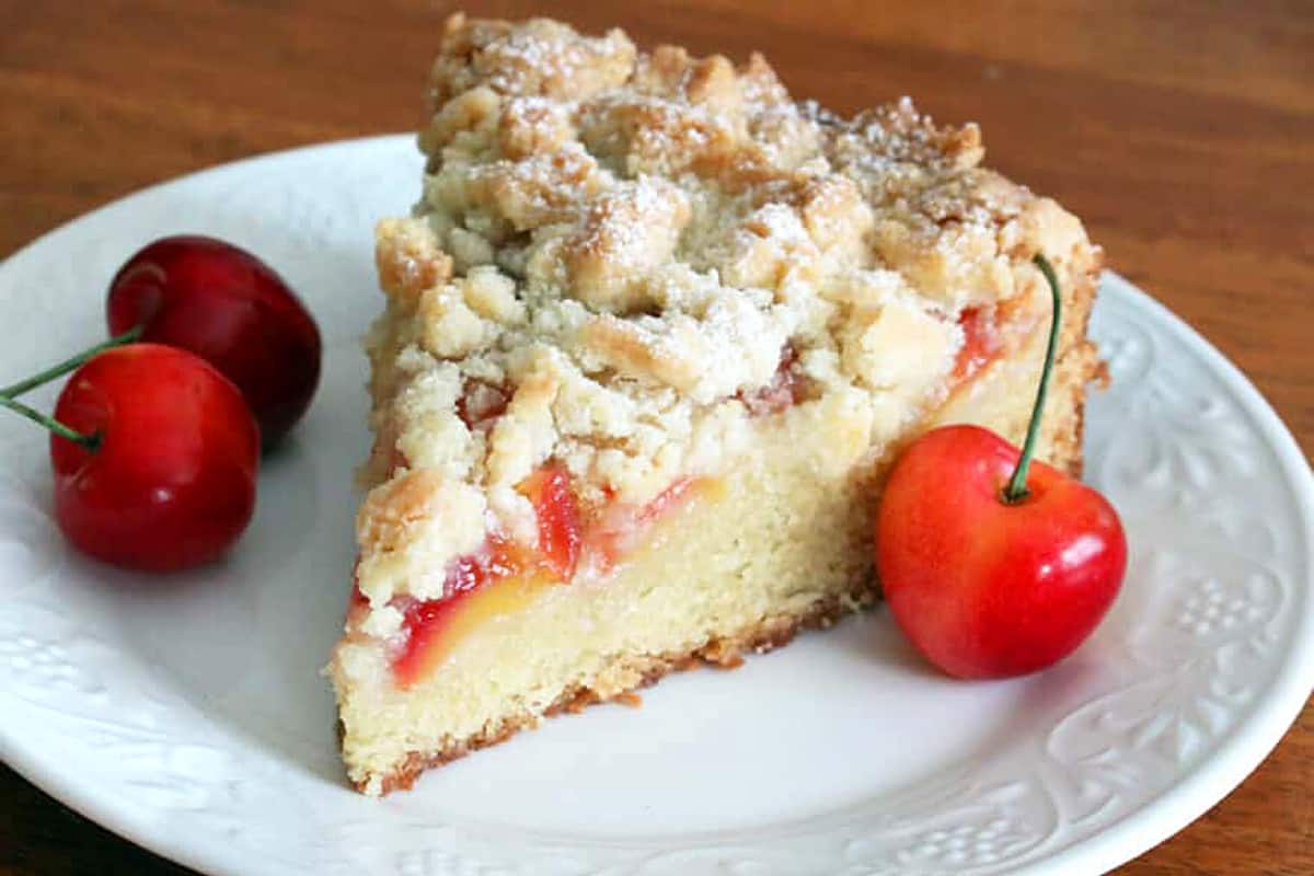 cherry marzipan streusel cake recipe german almond paste