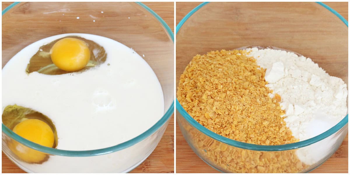preparing batter ingredients