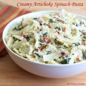 creamy cheesy artichoke spinach pasta salad recipe easy fast quick