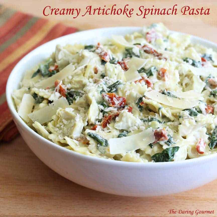 creamy cheesy artichoke spinach pasta salad recipe easy fast quick