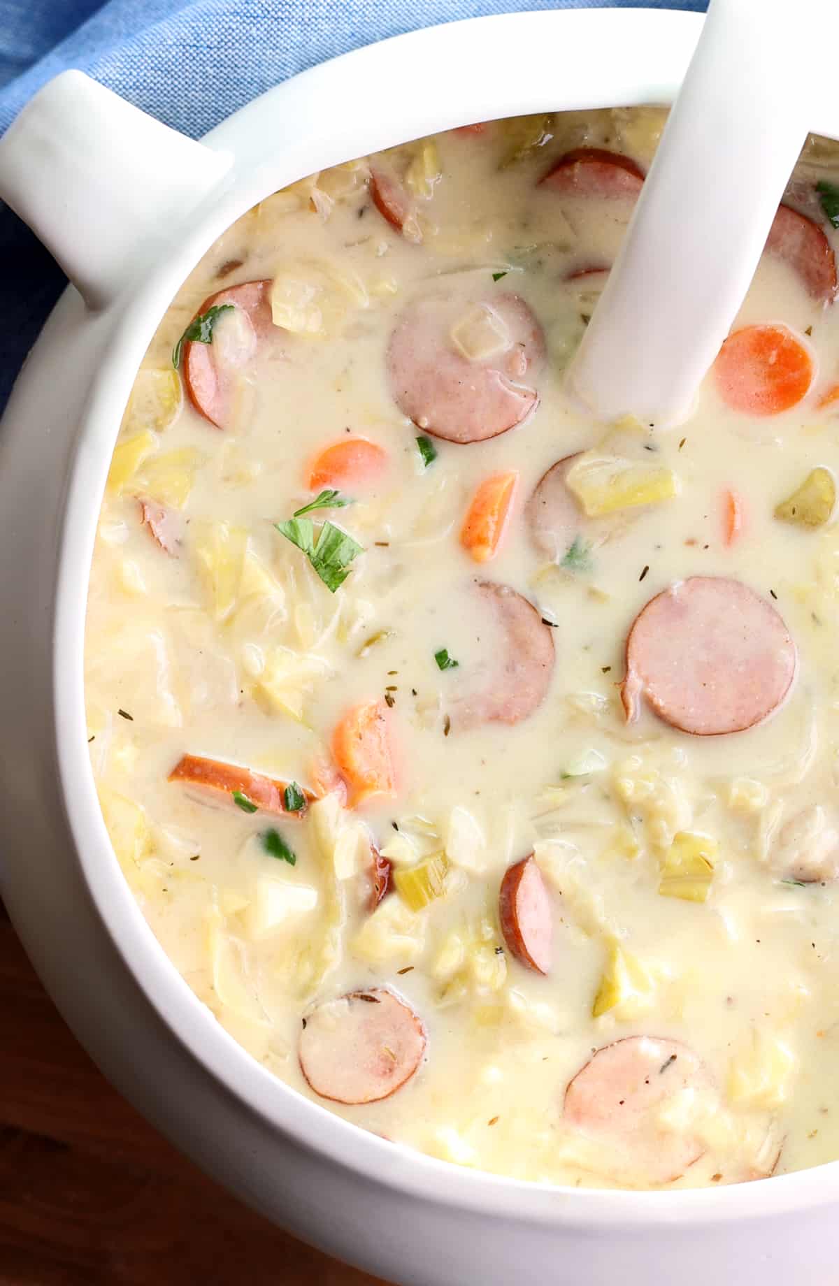cabbage and kielbasa soup recipe sausage creamy caraway seeds carrots celery