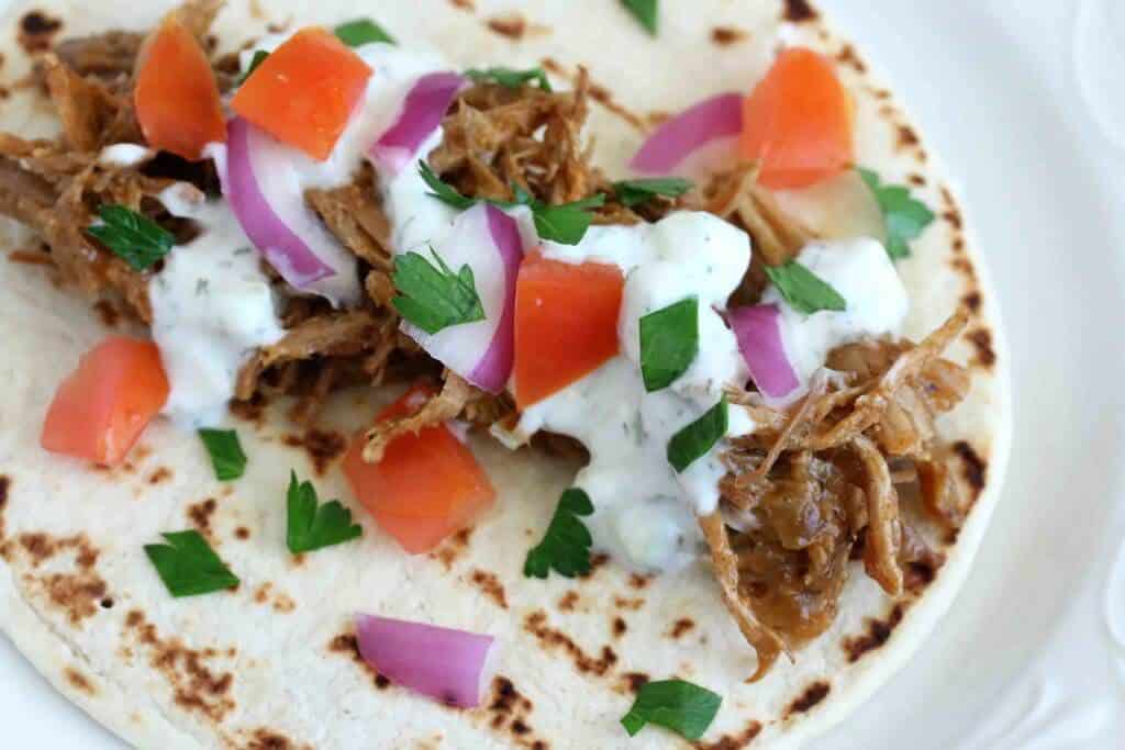 slow cooker pulled pork gyros recipe