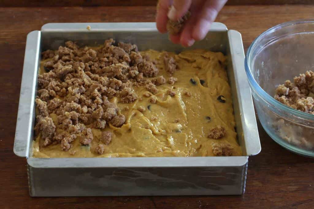 Chocolate Butterscotch Pumpkin Streusel Cake prep 10