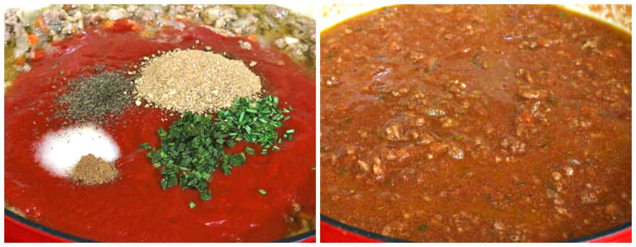 adding tomatoes and herbs