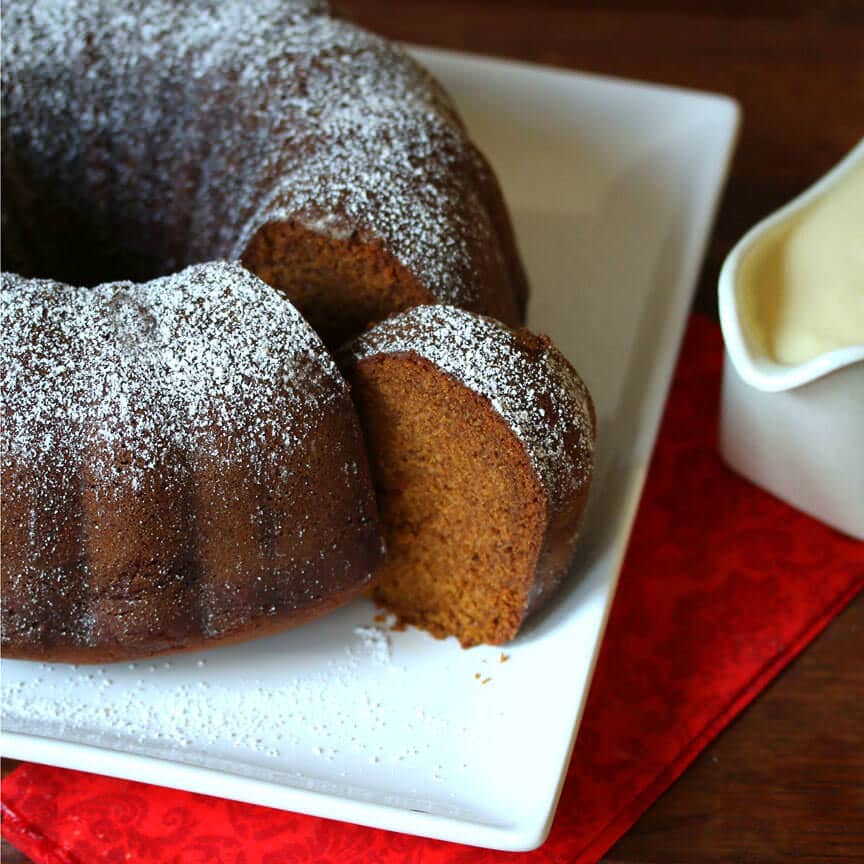 Pumpkin Eggnog Cake with Eggnog Custard Sauce The Daring Gourmet