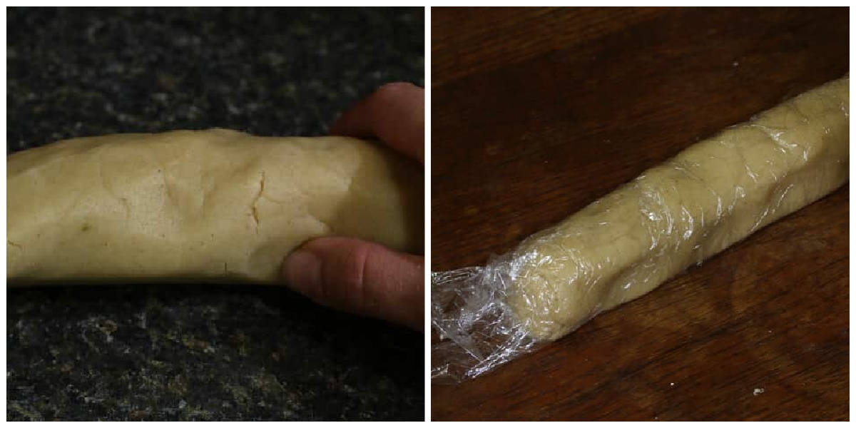 forming the cookie dough into a log