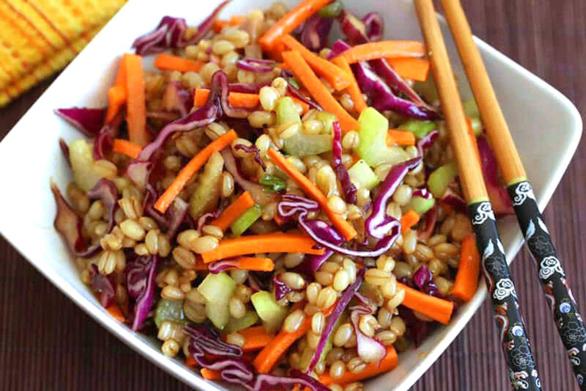 asian wheat berry salad recipe healthy vegetarian vegan 