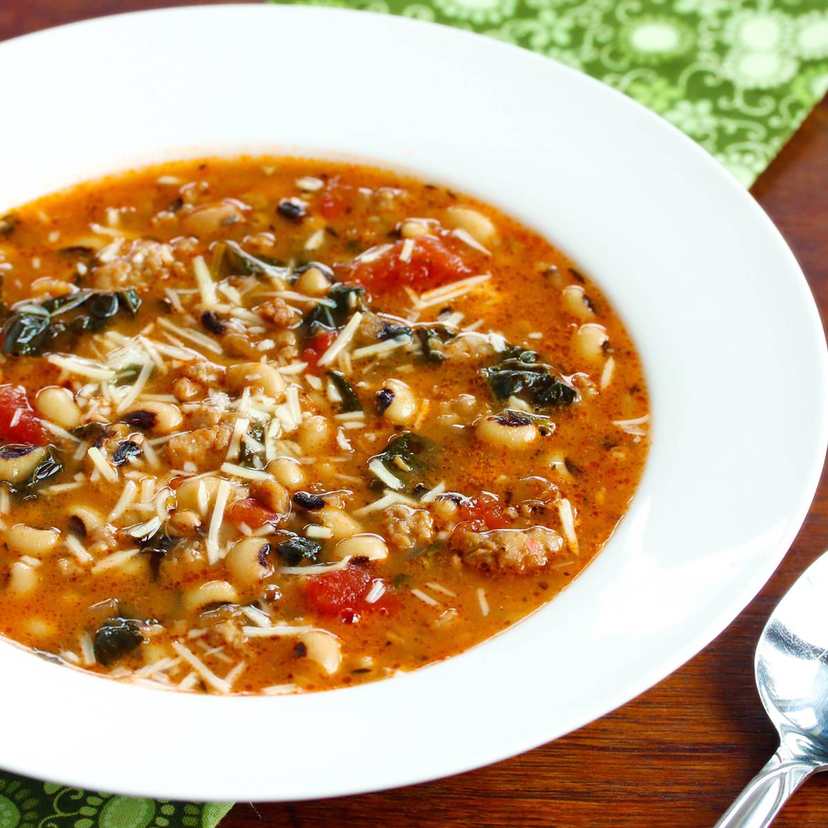Black Eyed Pea Soup with Sausage and Kale - 91