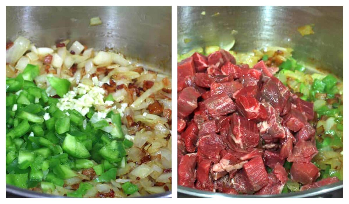 cook peppers and beef
