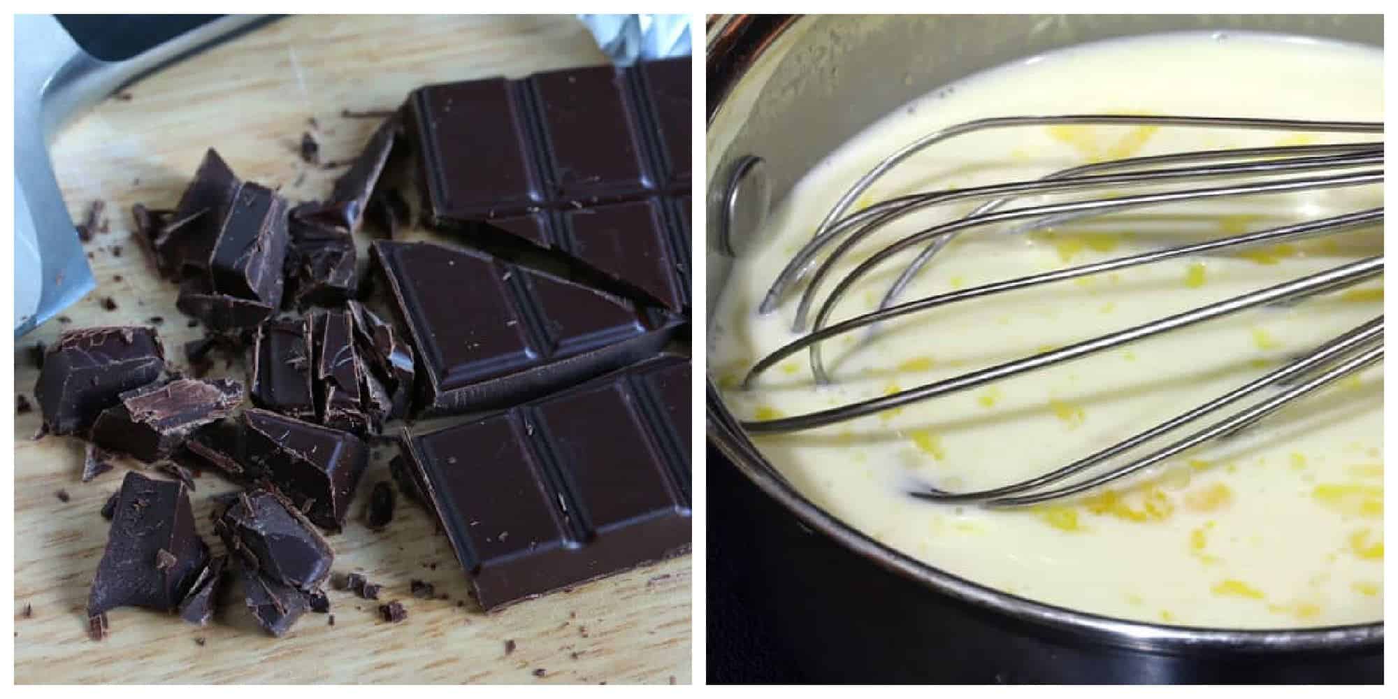 chopping chocolate making custard