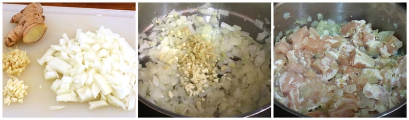 cooking vegetables and chicken