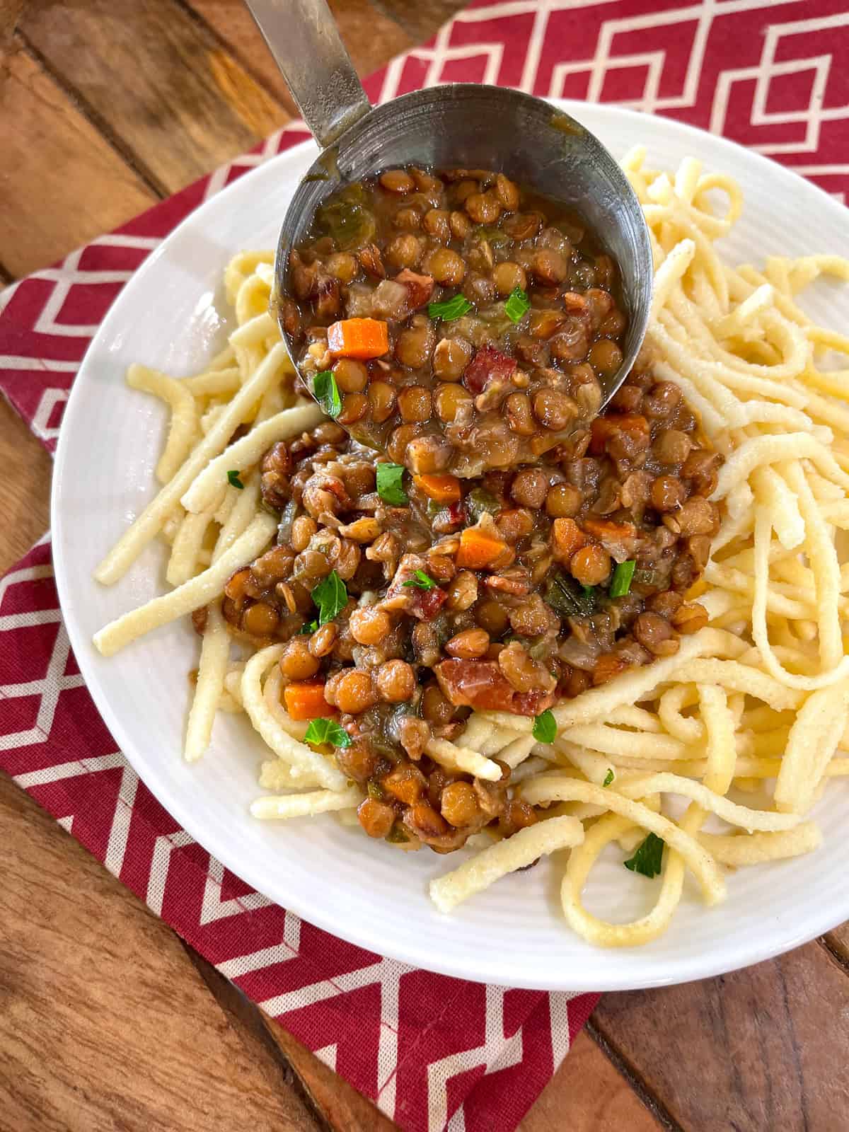 Swabian Lentils with Spaetzle (Schwäbische Linsen mit Spätzle) - The Daring  Gourmet