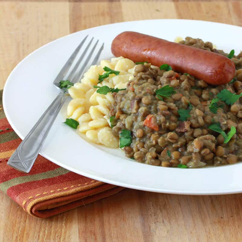 german lentils and sausage recipe linsen 