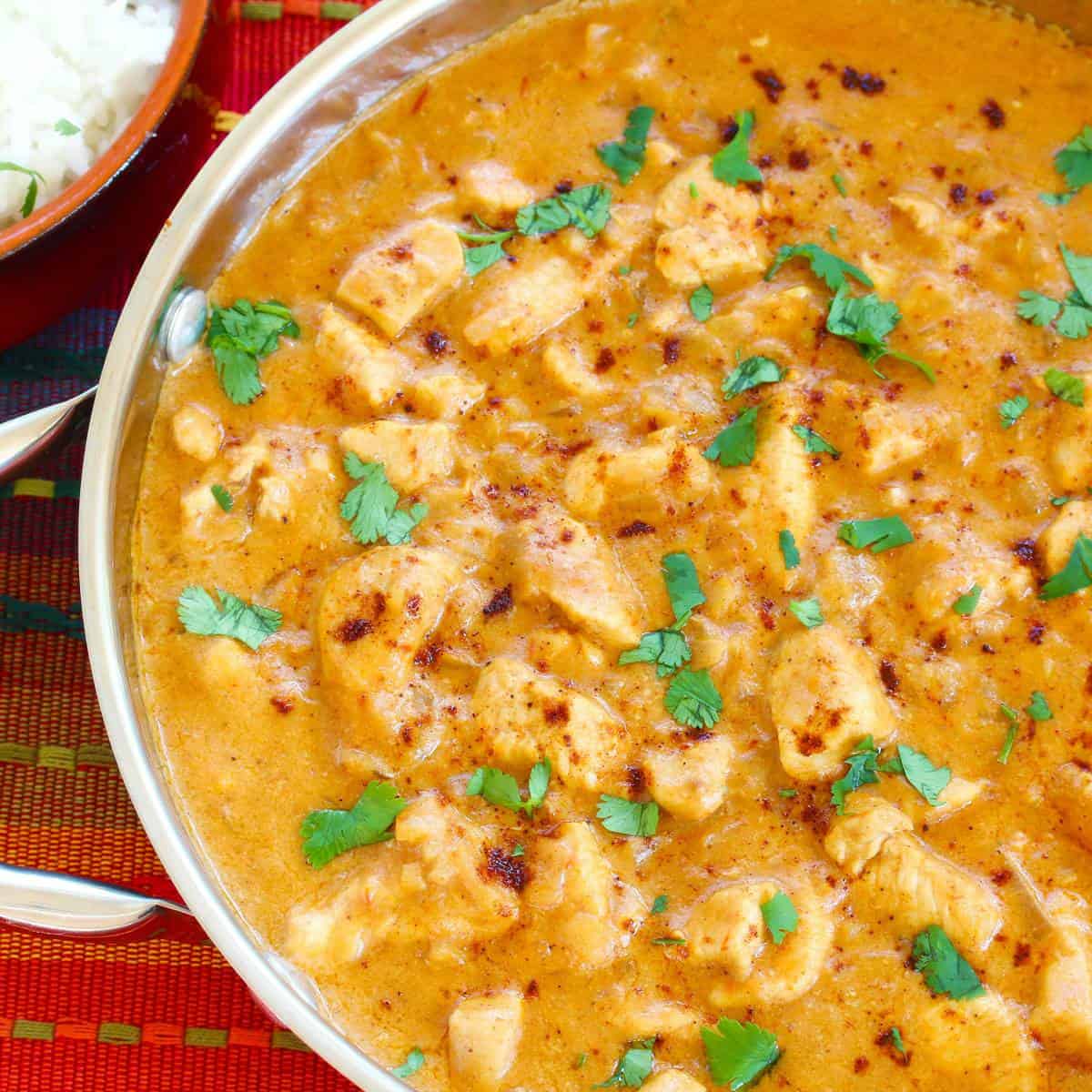 Thai peanut chicken recipe coconut milk Asian mild sweet cilantro spicy