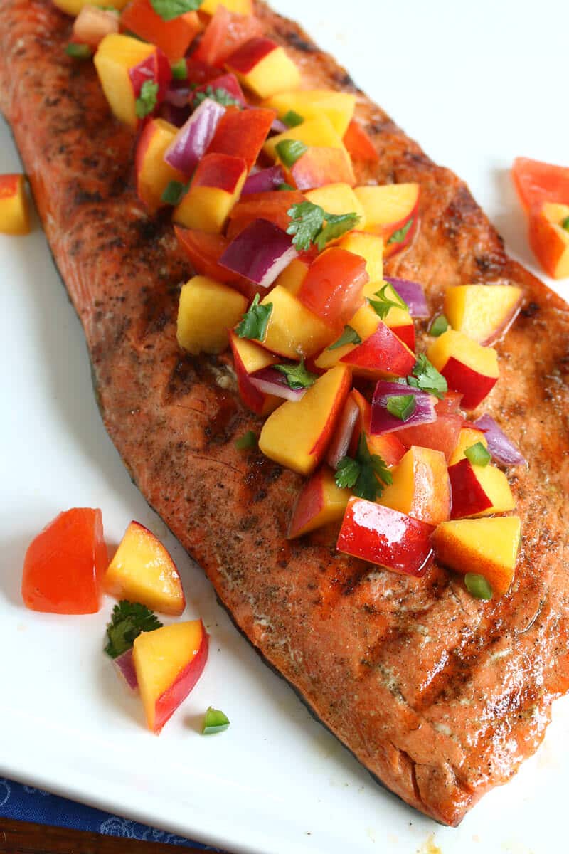 Grilled Salmon with Fresh Peach Jalapeno Salsa The Daring Gourmet