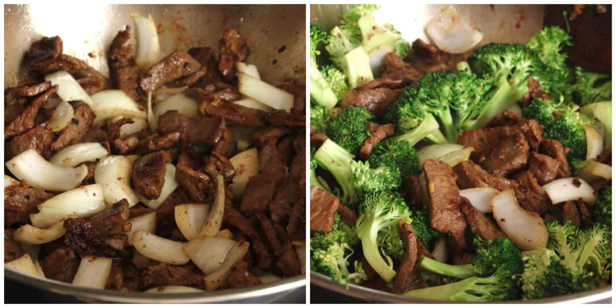 frying beef onions broccoli
