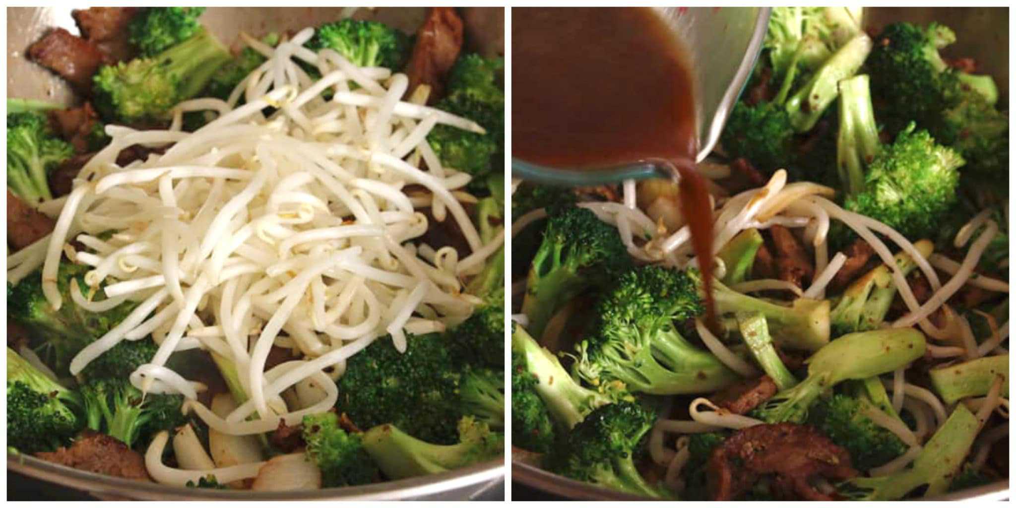 beef bean sprouts broccoli sauce stir fry