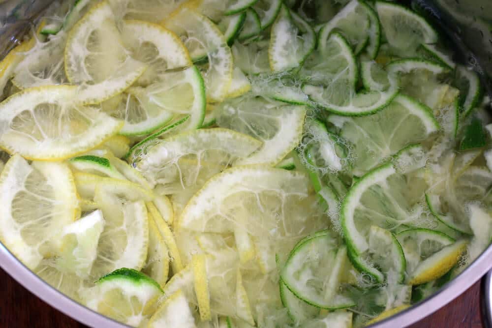 simmering the slices