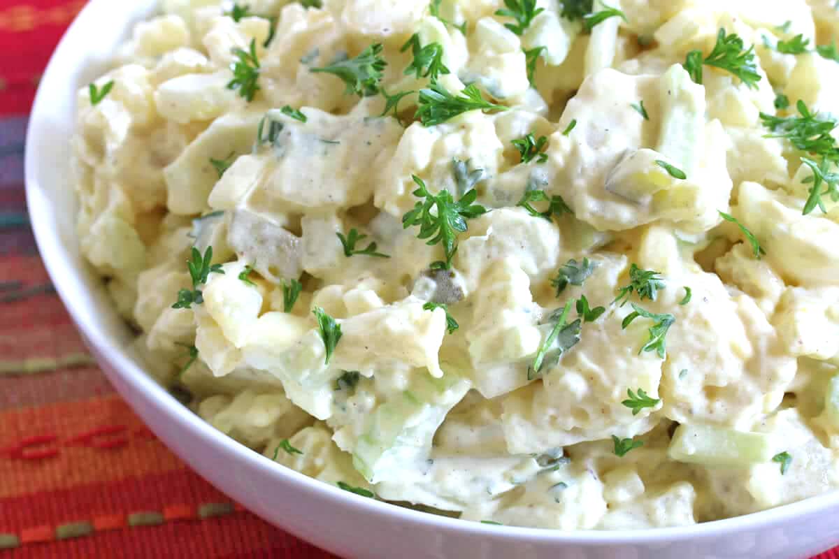 Add 1 cup frozen peas; Creamy Egg Potato Salad Recipe : Classic Potato Salad The Daring Gourmet