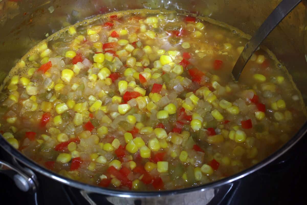 simmering the veggies