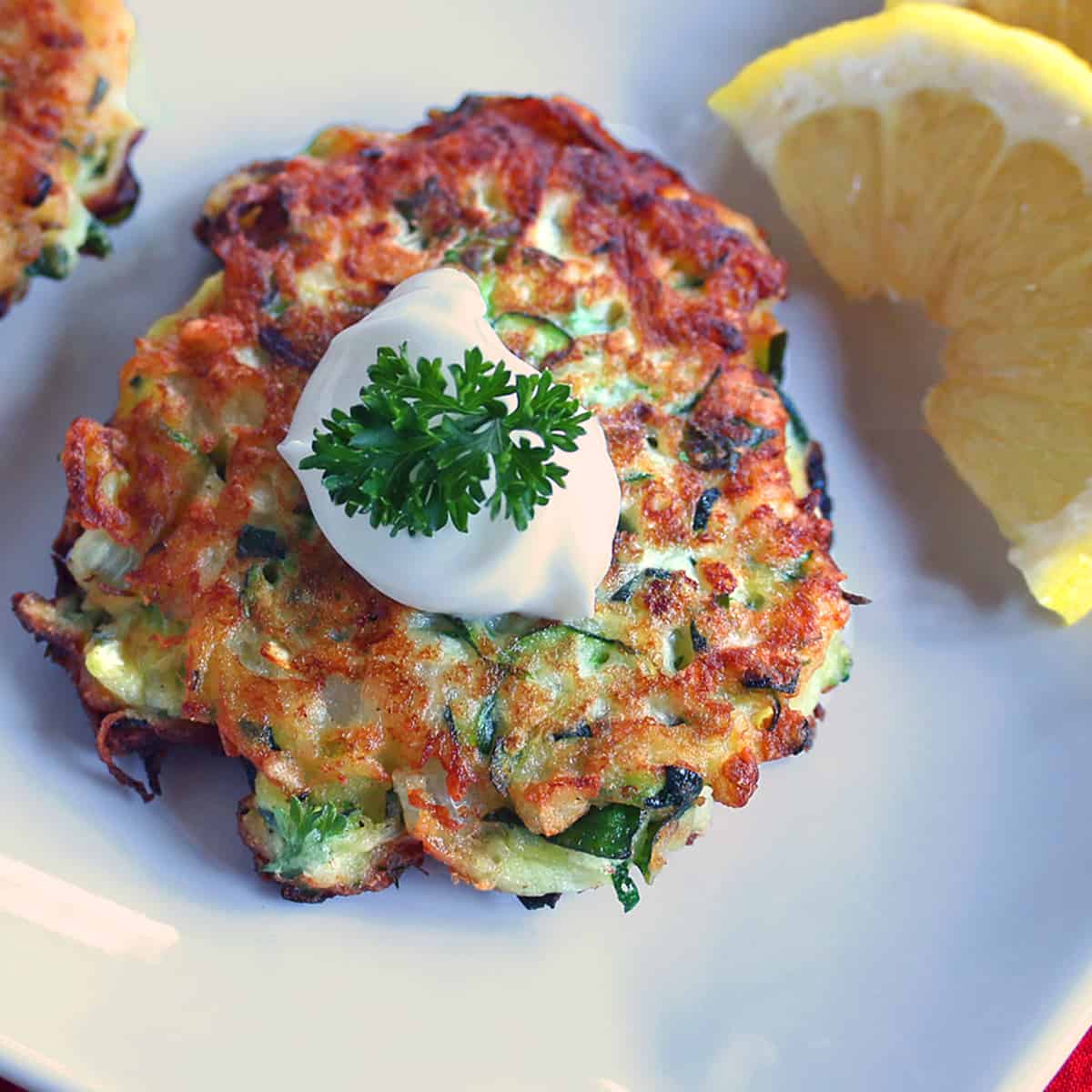 zucchini fritters recipe italian parmesan cheese parsley sour cream yogurt