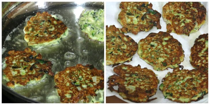 frying fritters until browned