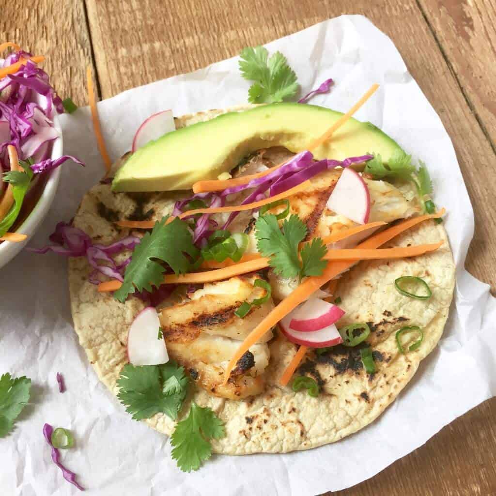 asian style grilled fish tacos recipe slaw