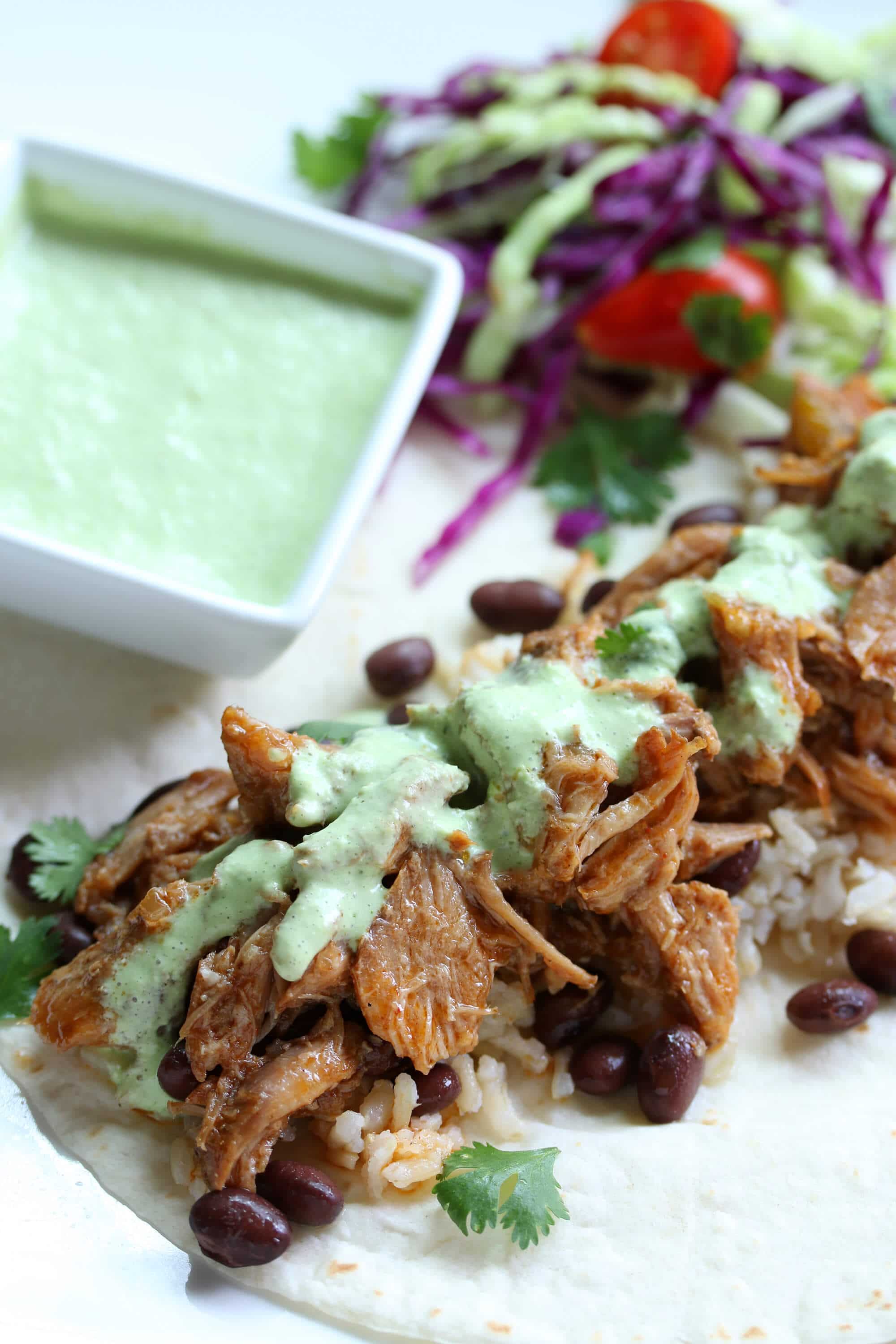 Pulled Pork Burritos with Creamy Tomatillo Sauce The Daring Gourmet