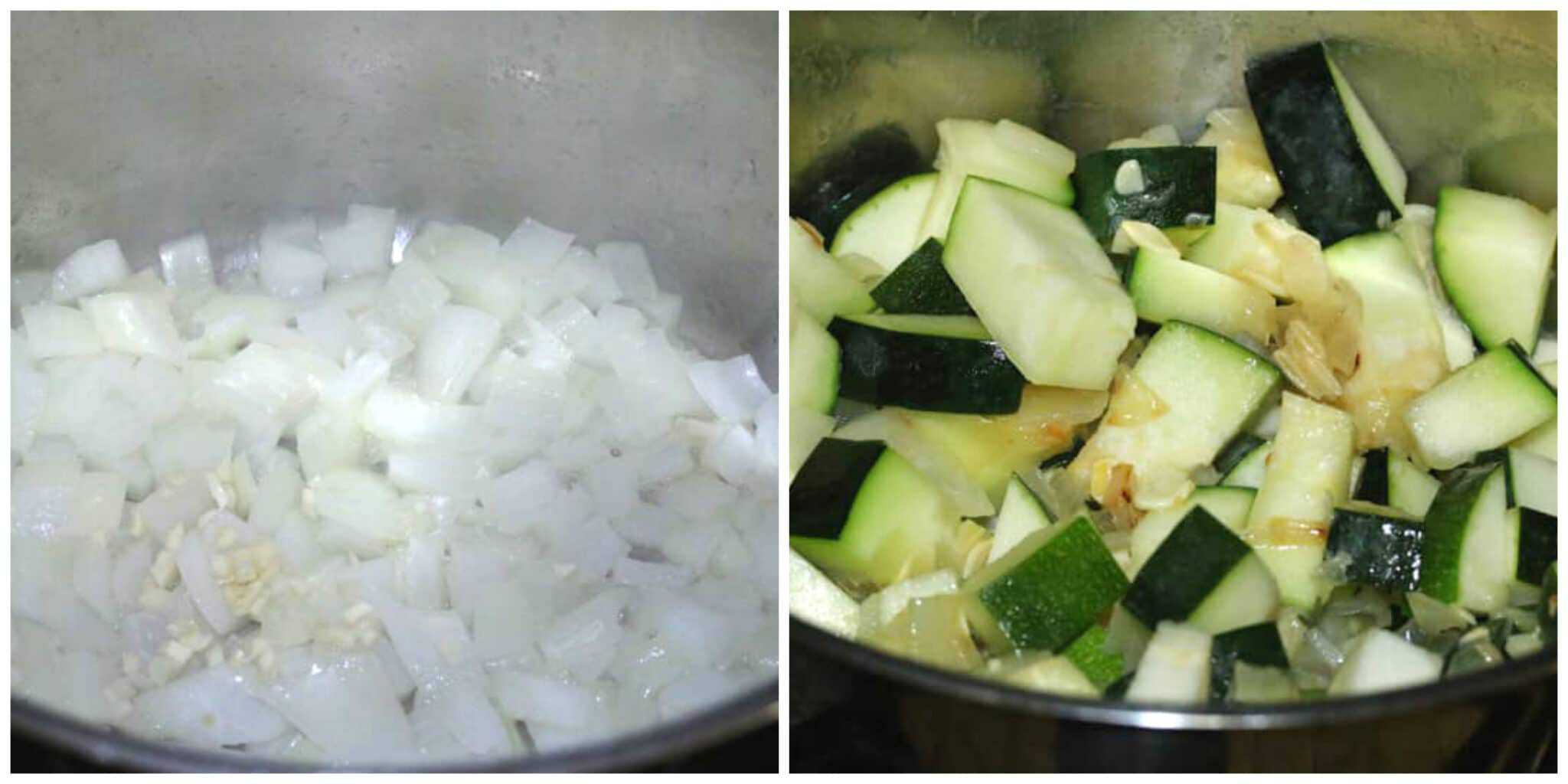 saueting veggies in pot