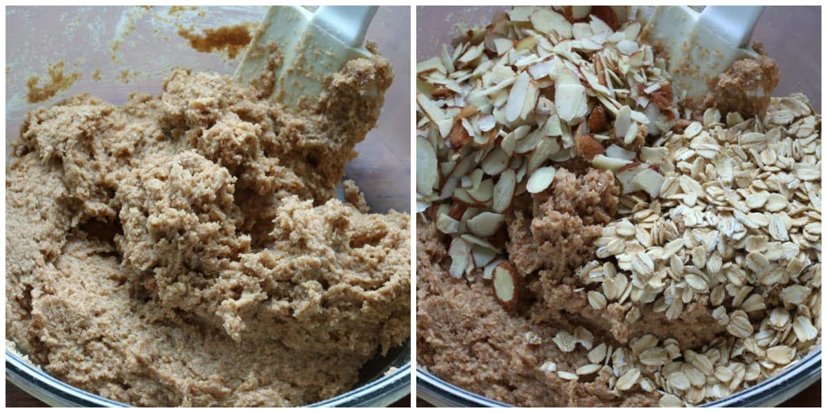 adding oats and almonds