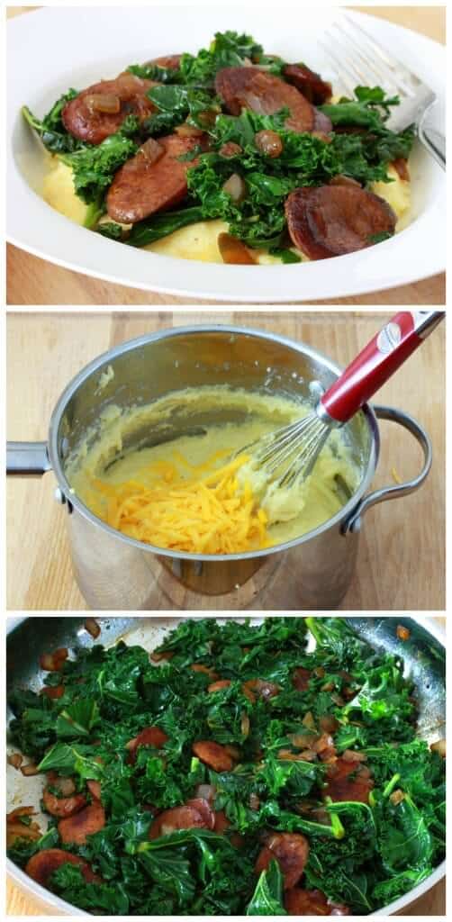 Andouille Sausage & Greens with Cheese Grits The Daring Gourmet
