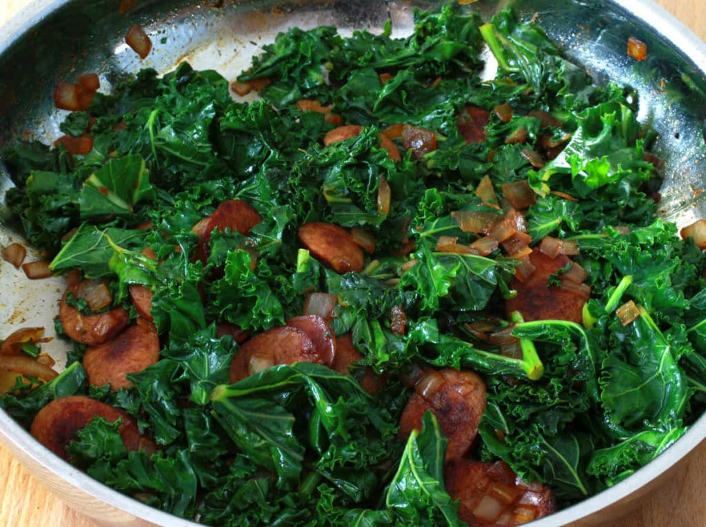 Andouille Sausage & Greens with Cheese Grits The Daring Gourmet