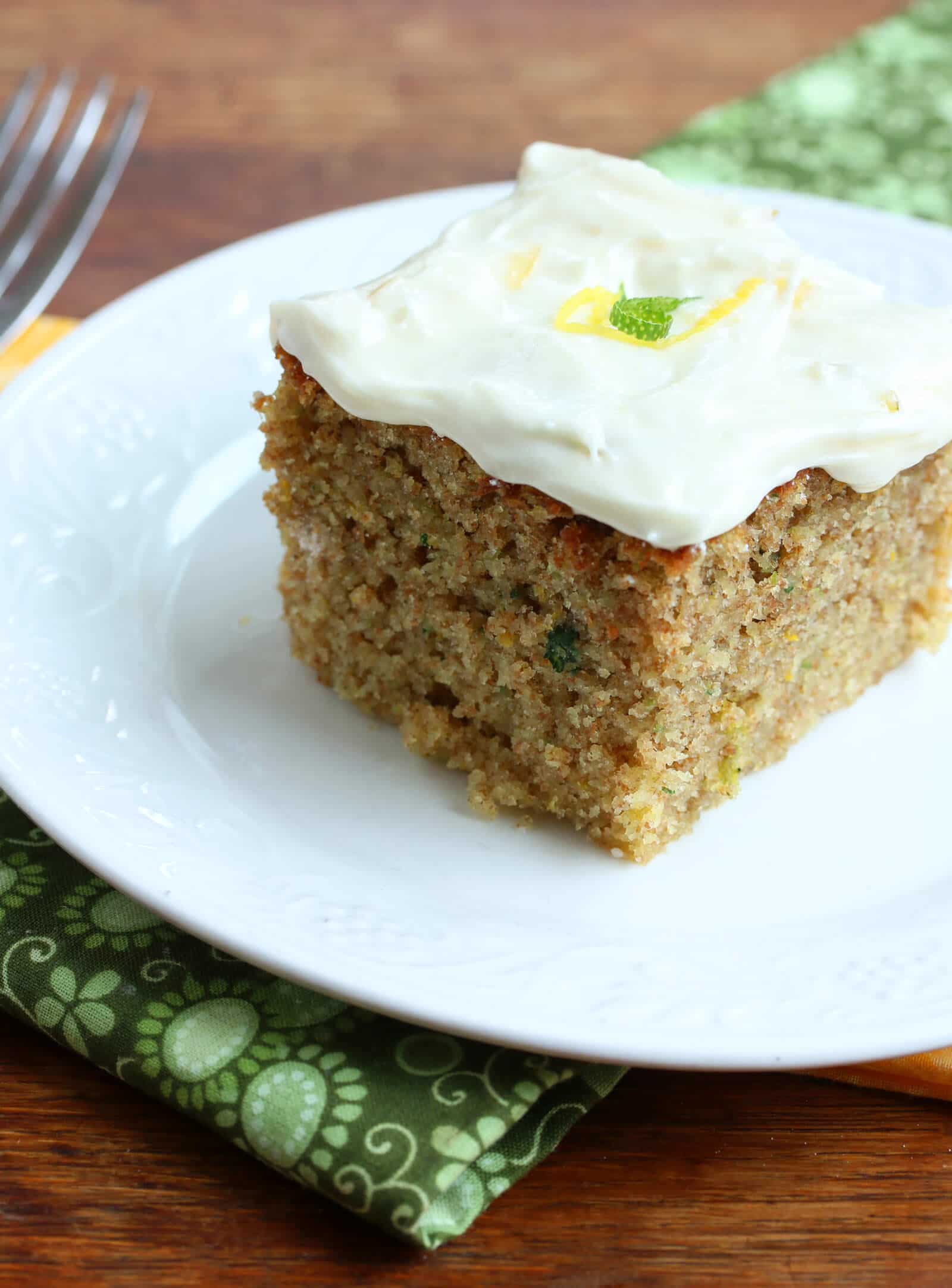 Lemon Lime Zucchini Cake with Lemon Lime Cream Cheese Frosting The