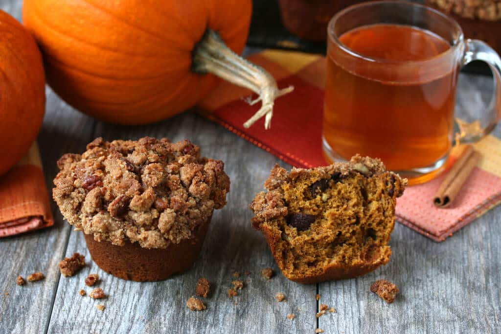 pumpkin streusel muffins recipe whole grain honey chocolate pecan