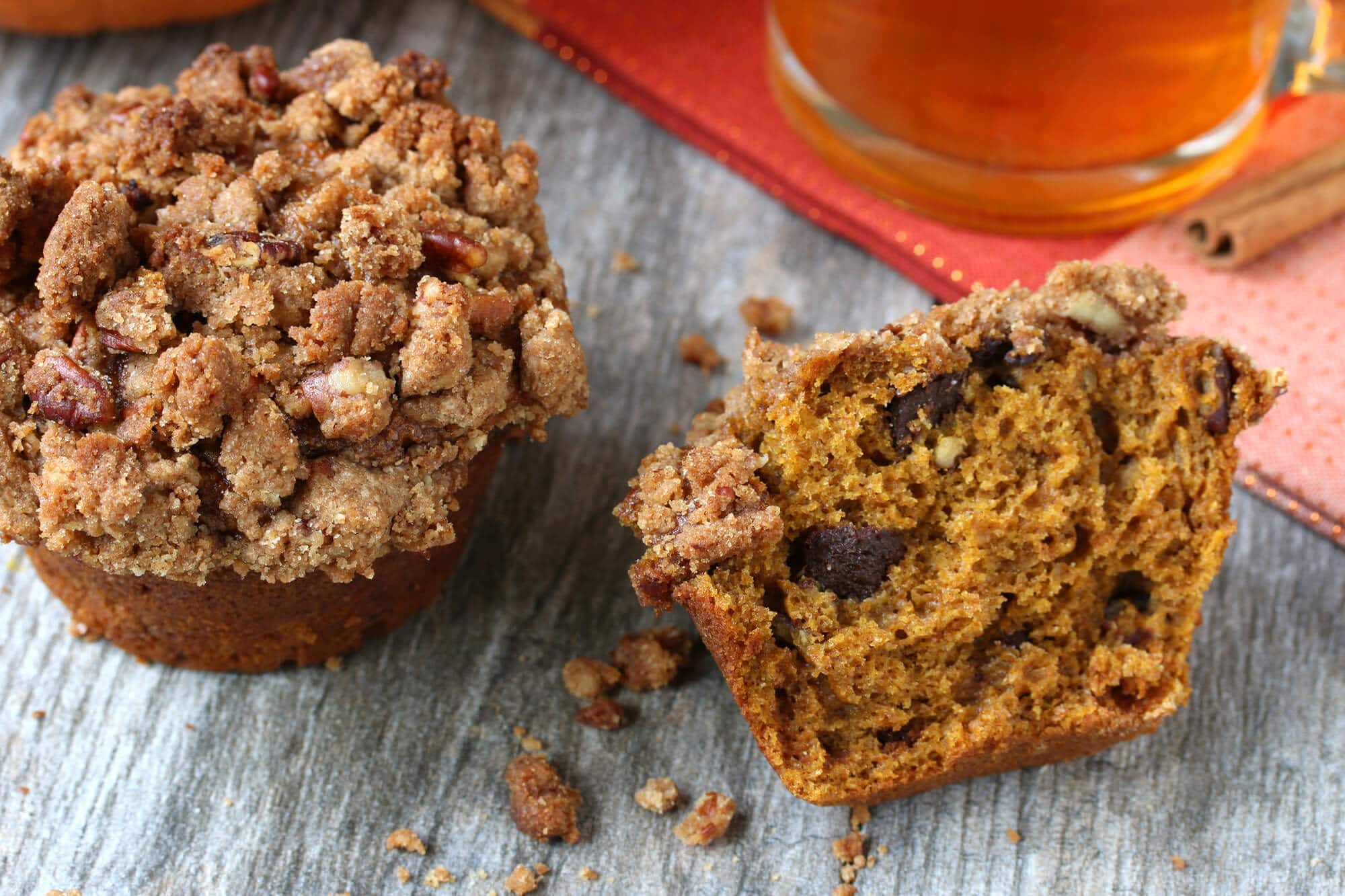 pumpkin streusel muffins recipe whole grain honey chocolate pecan