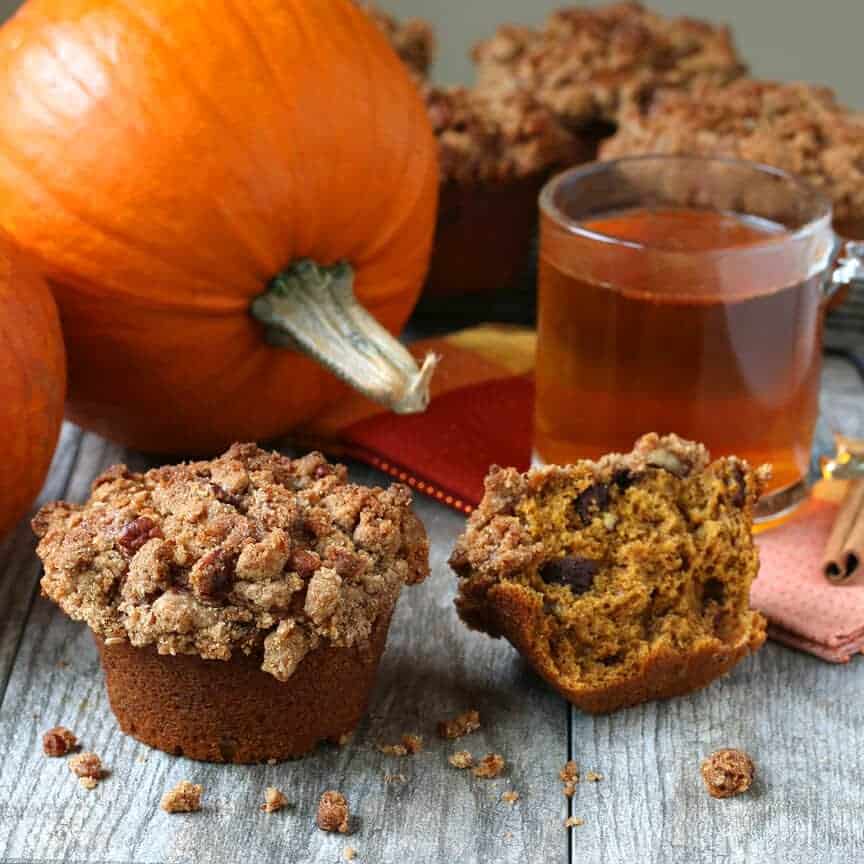 pumpkin streusel muffins recipe whole grain honey chocolate pecan