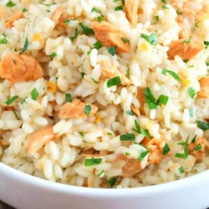 salmon risotto recipe preserved lemon dill arborio rice parsley