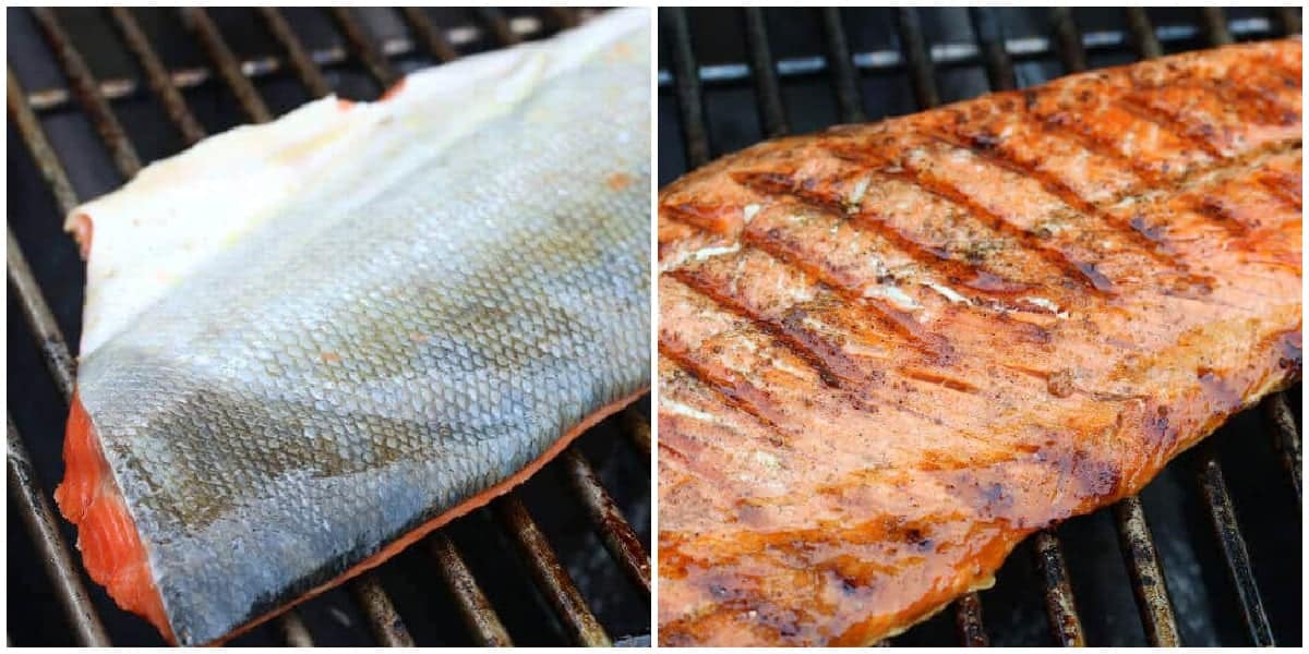 cooking salmon on grill