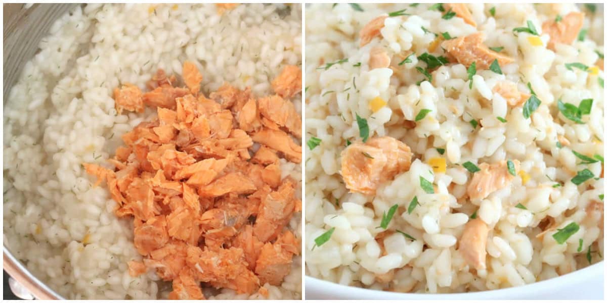 salmon risotto recipe preserved lemon dill arborio rice parsley