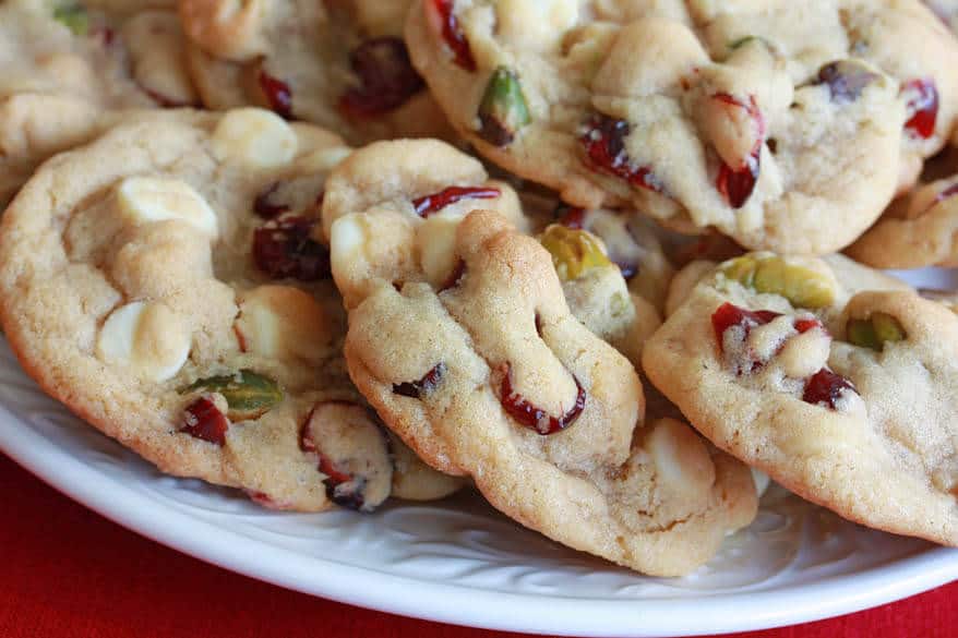 white chocolate cranberry pistachio cookies recipe christmas holidays