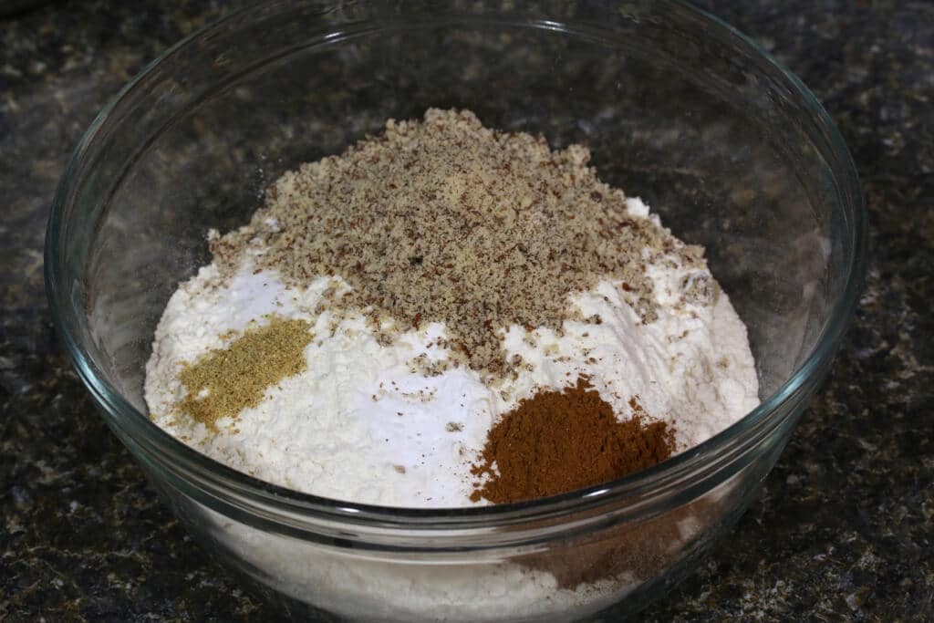 combining dry ingredients in bowl