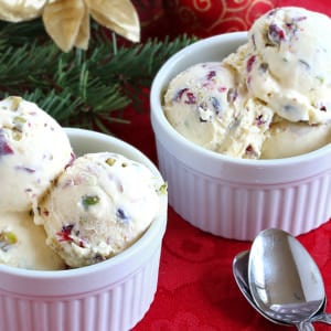 white chocolate cranberry pistachio ice cream