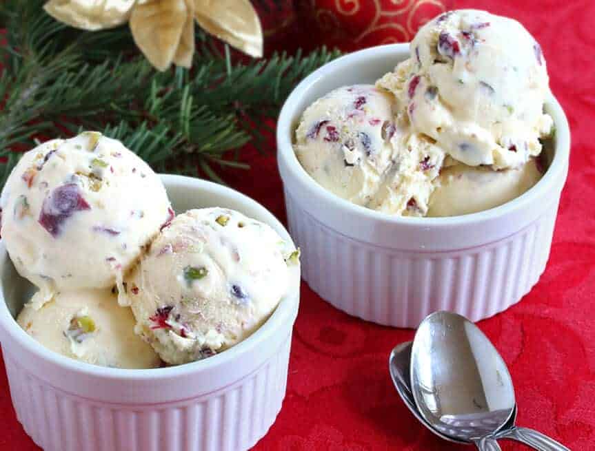 white chocolate cranberry pistachio ice cream